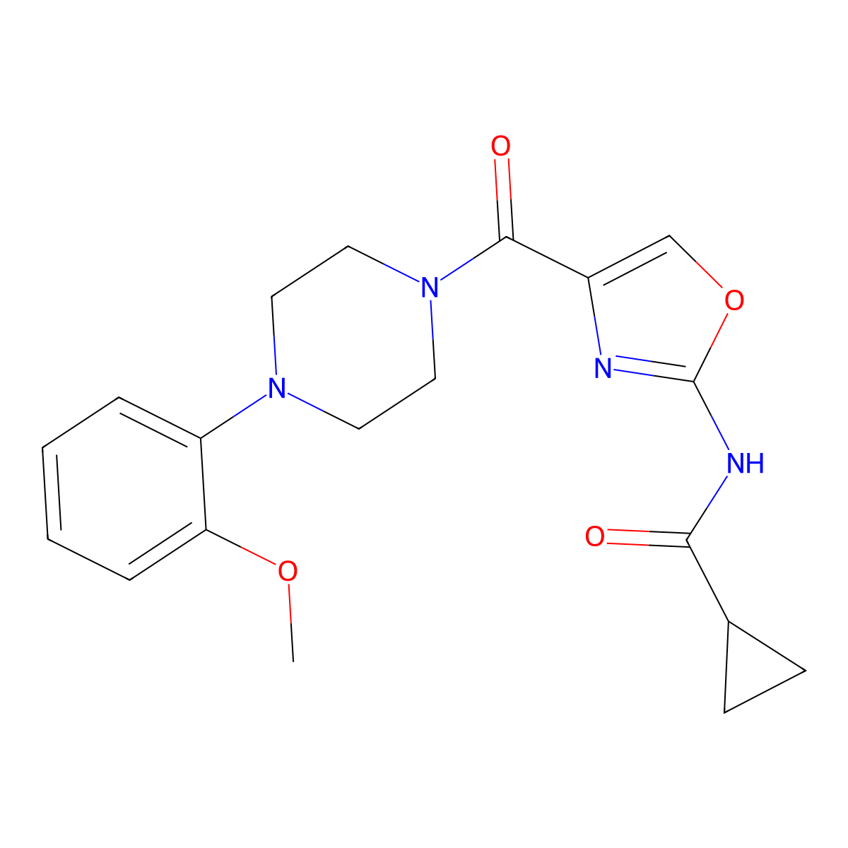 N-{4-[4-(2-methoxyphenyl)piperazine-1-carbonyl]-1,3-oxazol-2-yl}cyclopropanecarboxamide molecular structure, CAS 1396851-88-9