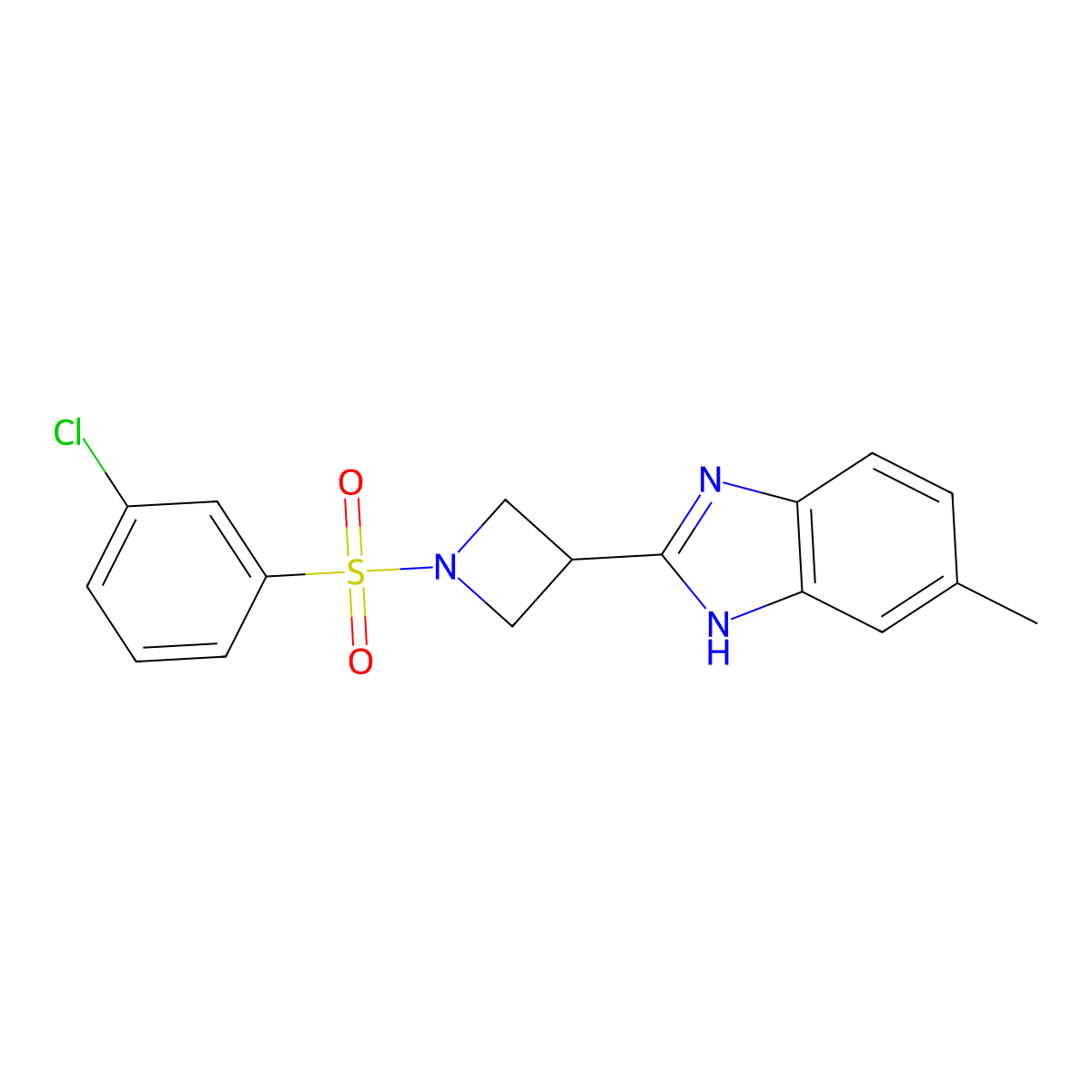 2-(1-((3-chlorophenyl)sulfonyl)azetidin-3-yl)-5-methyl-1H-benzo[d]imidazole molecular structure, CAS 1396851-89-0
