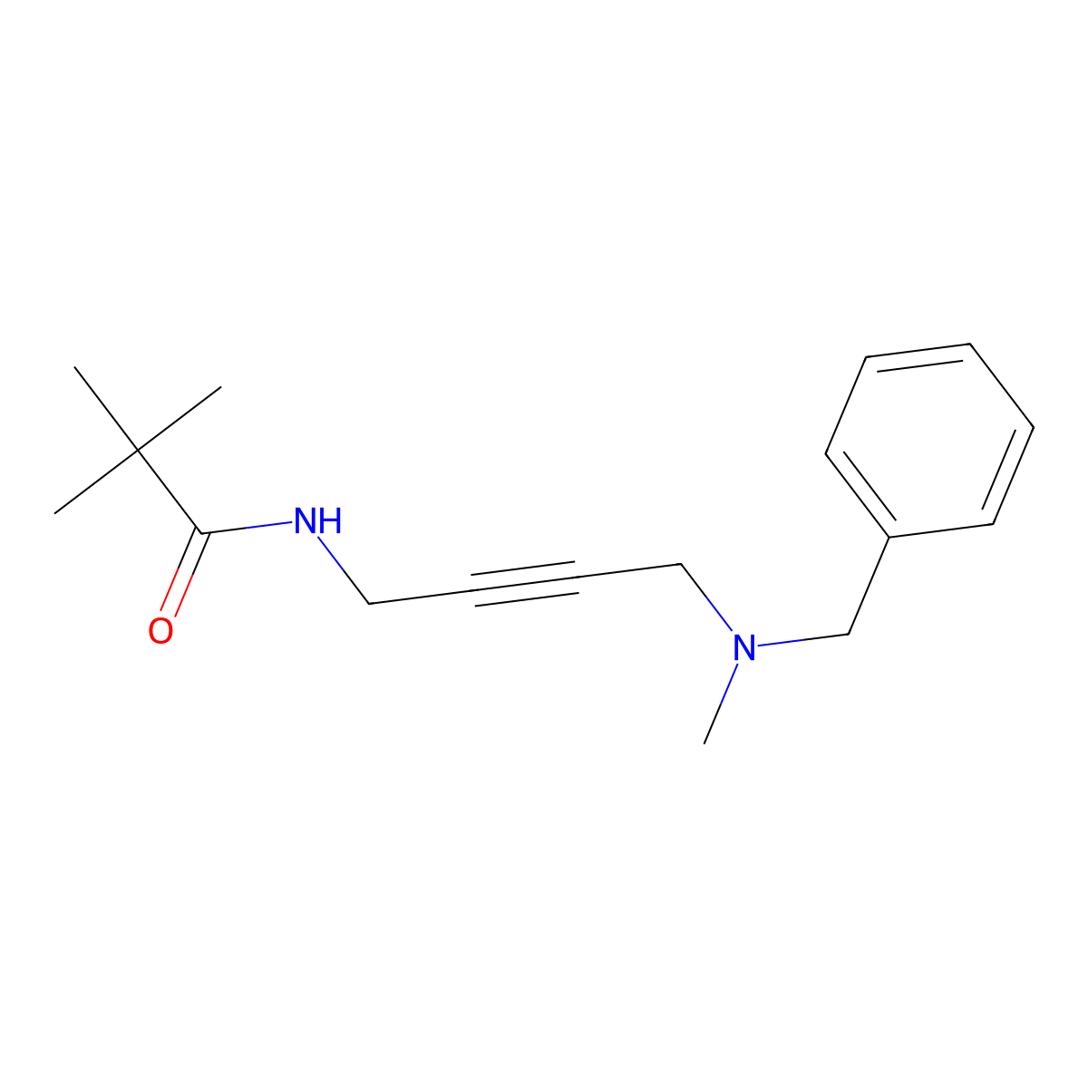 N-{4-[benzyl(methyl)amino]but-2-yn-1-yl}-2,2-dimethylpropanamide molecular structure, CAS 1396851-90-3