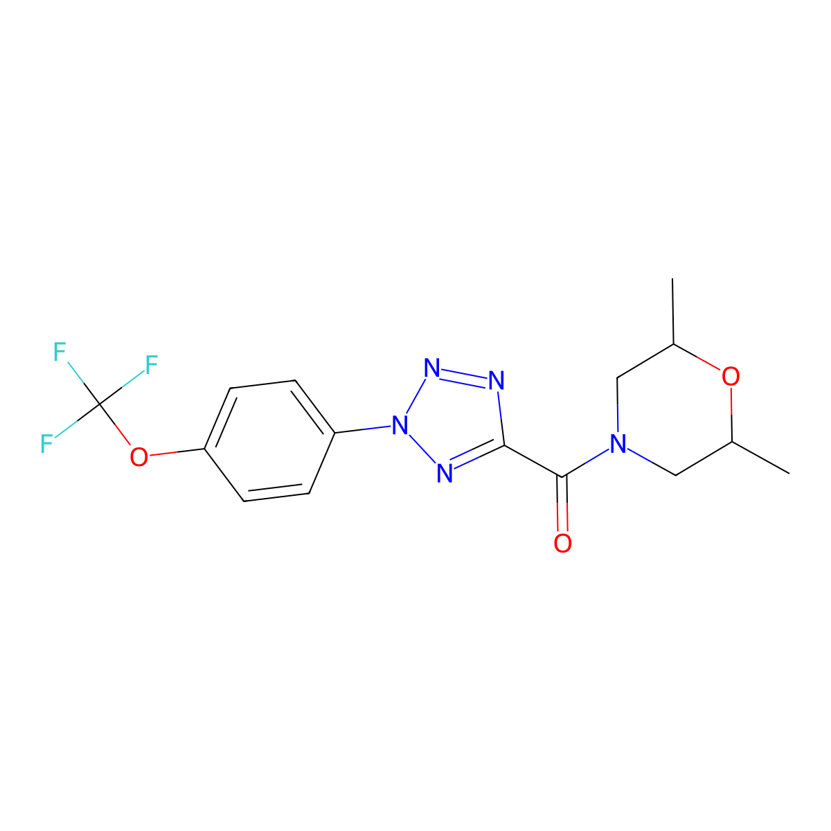 (2,6-dimethylmorpholino)(2-(4-(trifluoromethoxy)phenyl)-2H-tetrazol-5-yl)methanone molecular structure, CAS 1396851-92-5