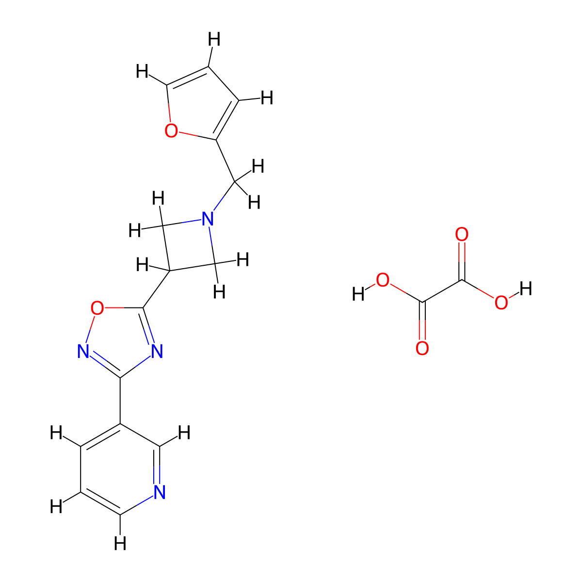 5-(1-(Furan-2-ylmethyl)azetidin-3-yl)-3-(pyridin-3-yl)-1,2,4-oxadiazole oxalate molecular structure, CAS 1396851-95-8