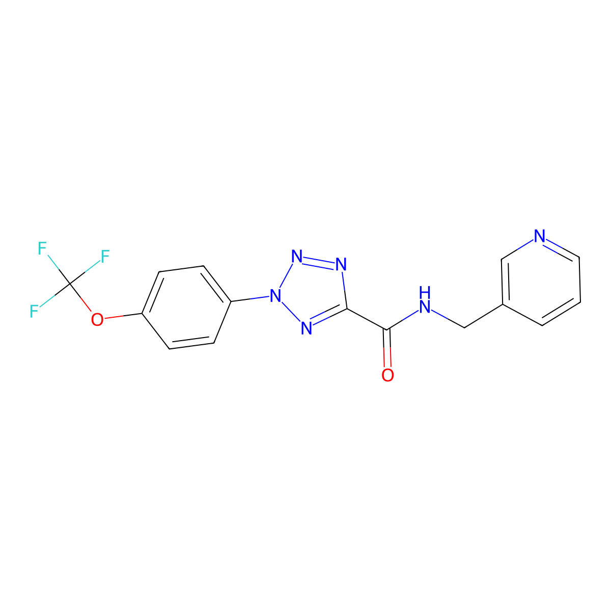 N-(pyridin-3-ylmethyl)-2-(4-(trifluoromethoxy)phenyl)-2H-tetrazole-5-carboxamide molecular structure, CAS 1396852-00-8