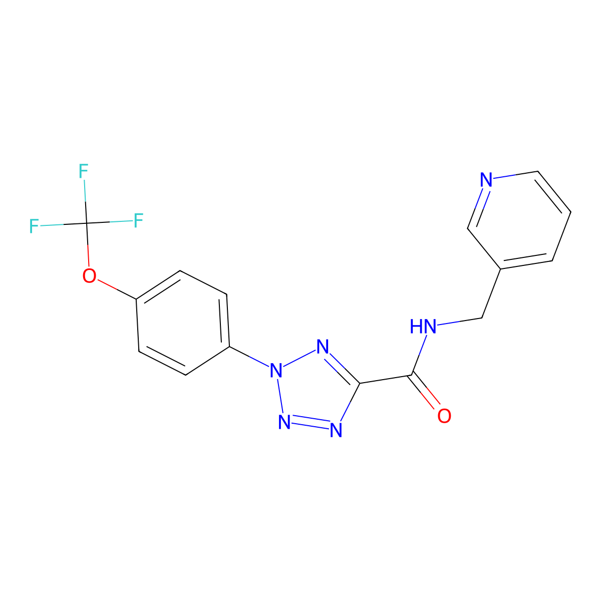 N-(pyridin-3-ylmethyl)-2-(4-(trifluoromethoxy)phenyl)-2H-tetrazole-5-carboxamide molecular structure, CAS 1396852-00-8