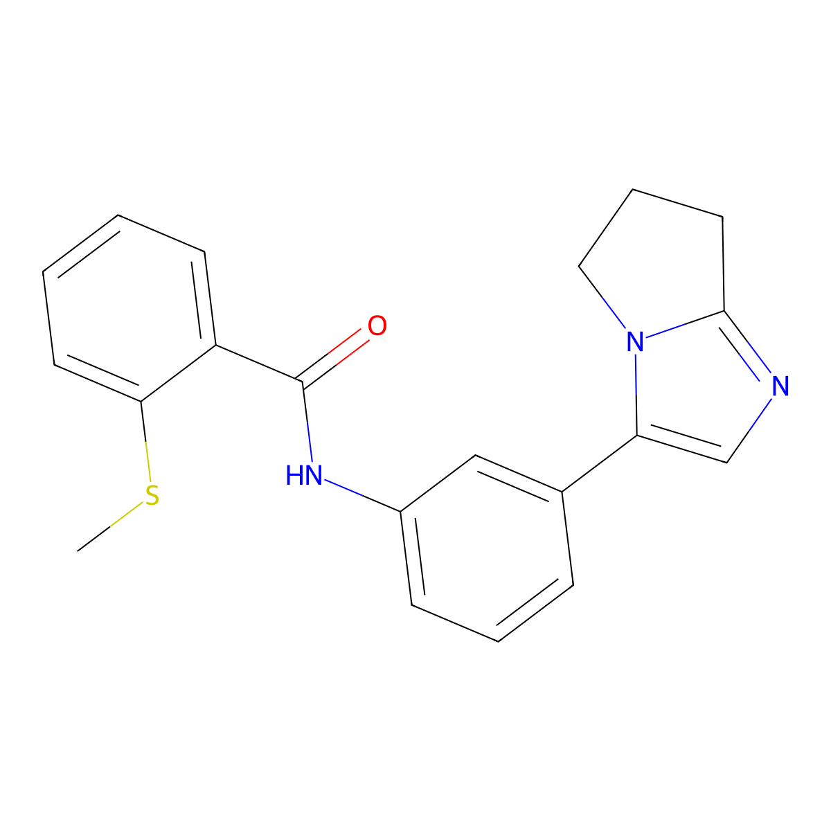 N-(3-(6,7-dihydro-5H-pyrrolo[1,2-a]imidazol-3-yl)phenyl)-2-(methylthio)benzamide molecular structure, CAS 1396852-08-6