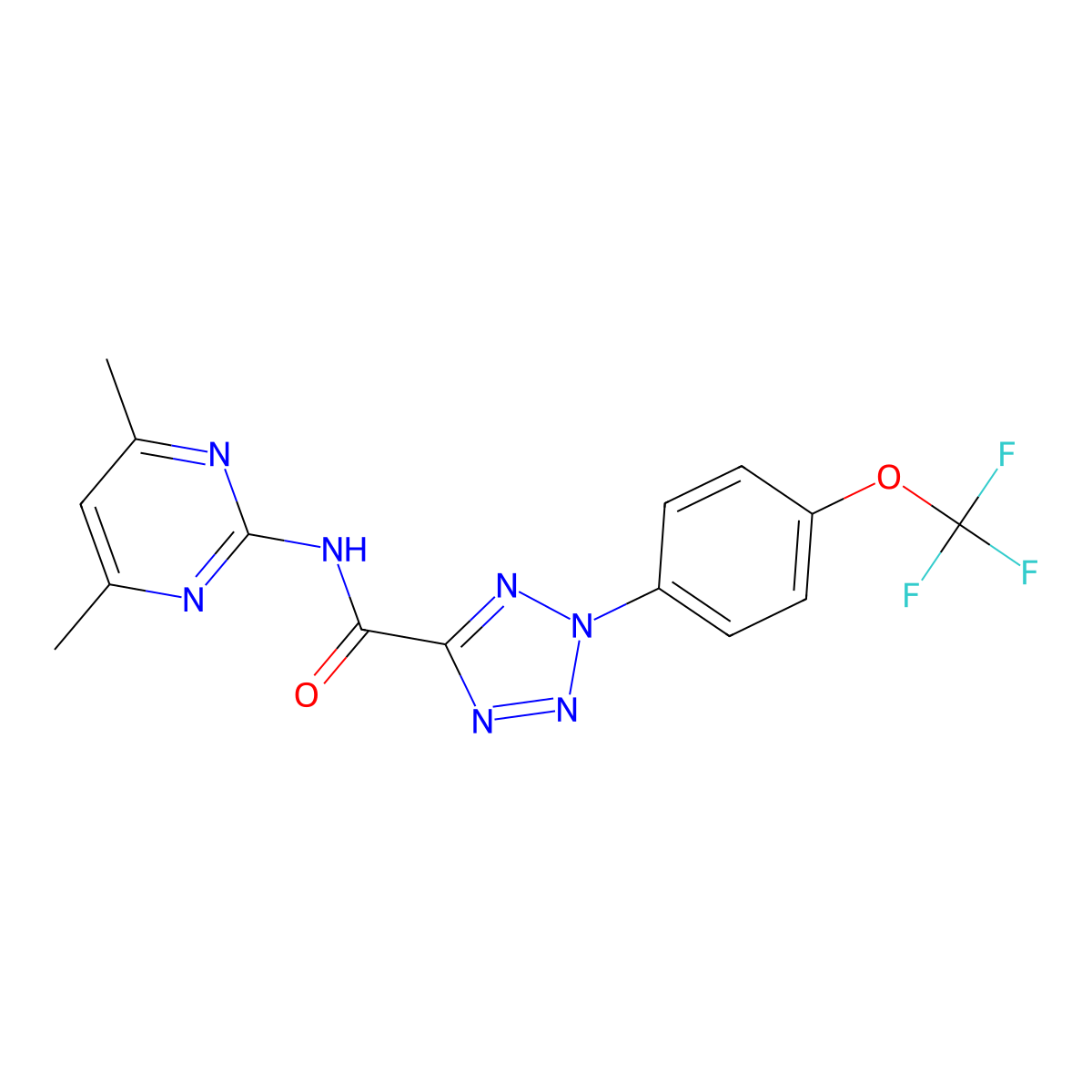 N-(4,6-dimethylpyrimidin-2-yl)-2-(4-(trifluoromethoxy)phenyl)-2H-tetrazole-5-carboxamide molecular structure, CAS 1396852-14-4