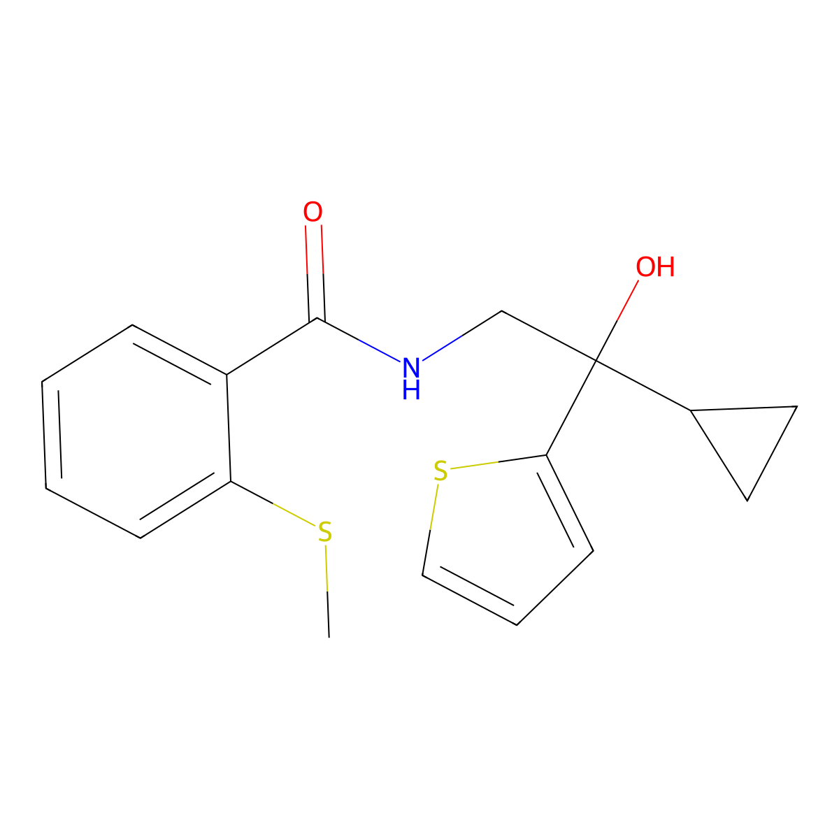 N-(2-cyclopropyl-2-hydroxy-2-(thiophen-2-yl)ethyl)-2-(methylthio)benzamide molecular structure, CAS 1396852-15-5