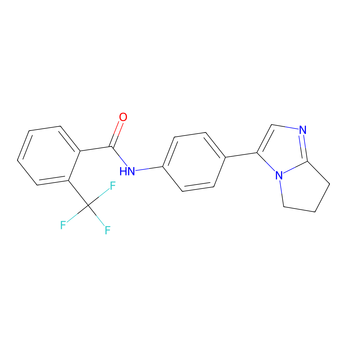 N-(4-(6,7-dihydro-5H-pyrrolo[1,2-a]imidazol-3-yl)phenyl)-2-(trifluoromethyl)benzamide molecular structure, CAS 1396852-18-8
