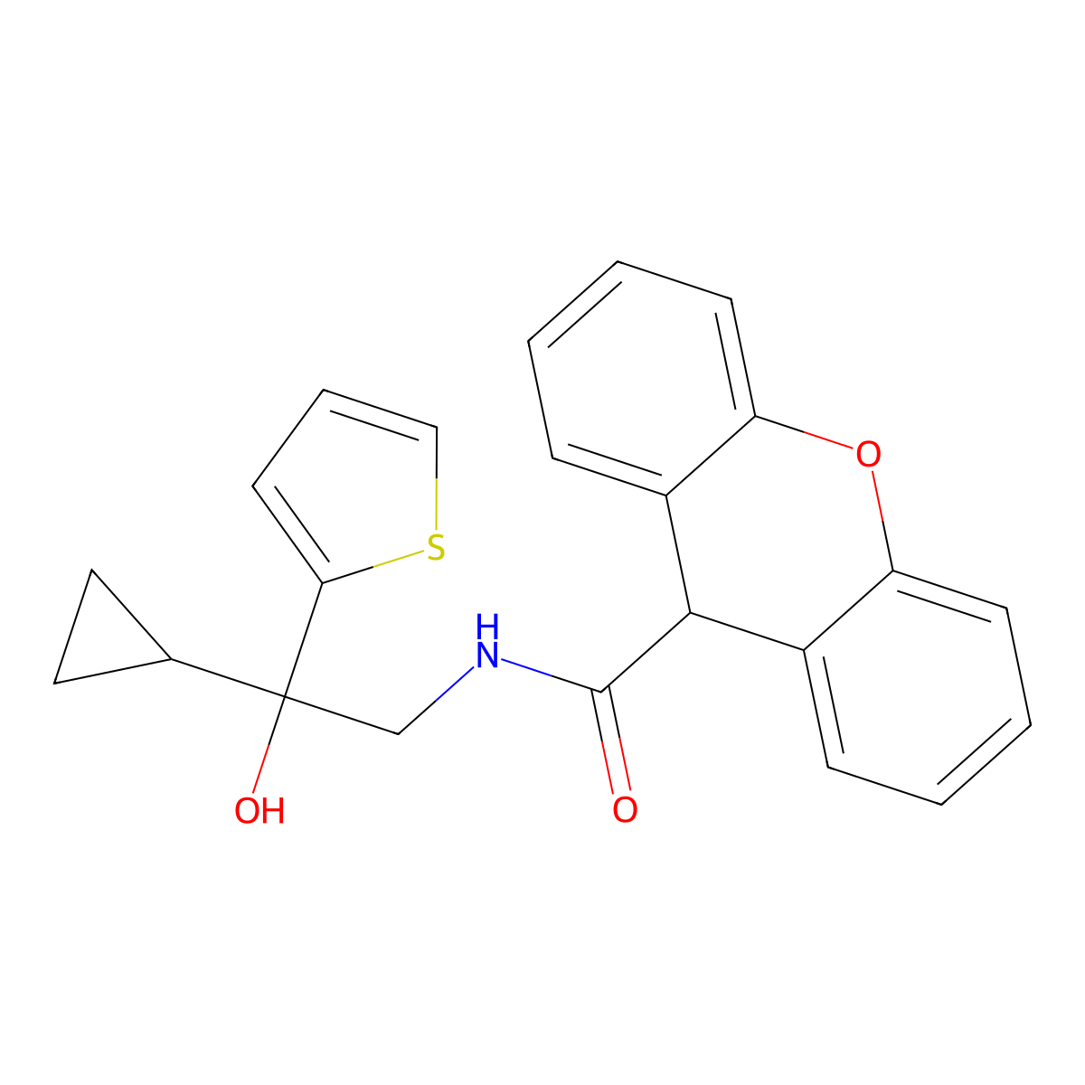 N-[2-cyclopropyl-2-hydroxy-2-(thiophen-2-yl)ethyl]-9H-xanthene-9-carboxamide molecular structure, CAS 1396852-27-9