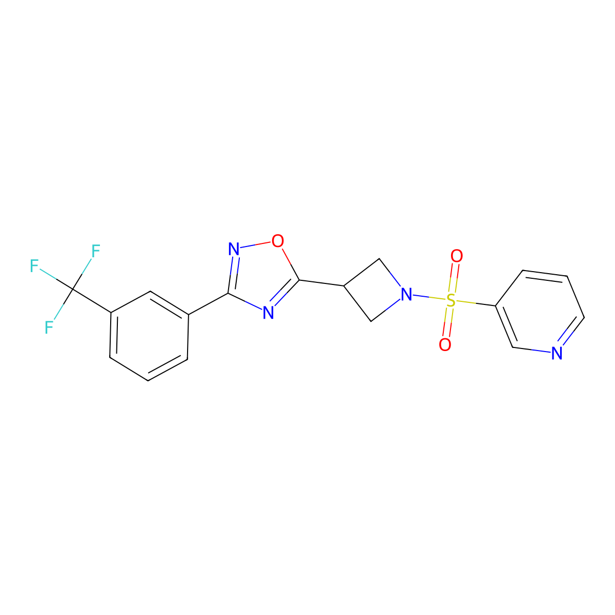 5-(1-(Pyridin-3-ylsulfonyl)azetidin-3-yl)-3-(3-(trifluoromethyl)phenyl)-1,2,4-oxadiazole molecular structure, CAS 1396852-32-6