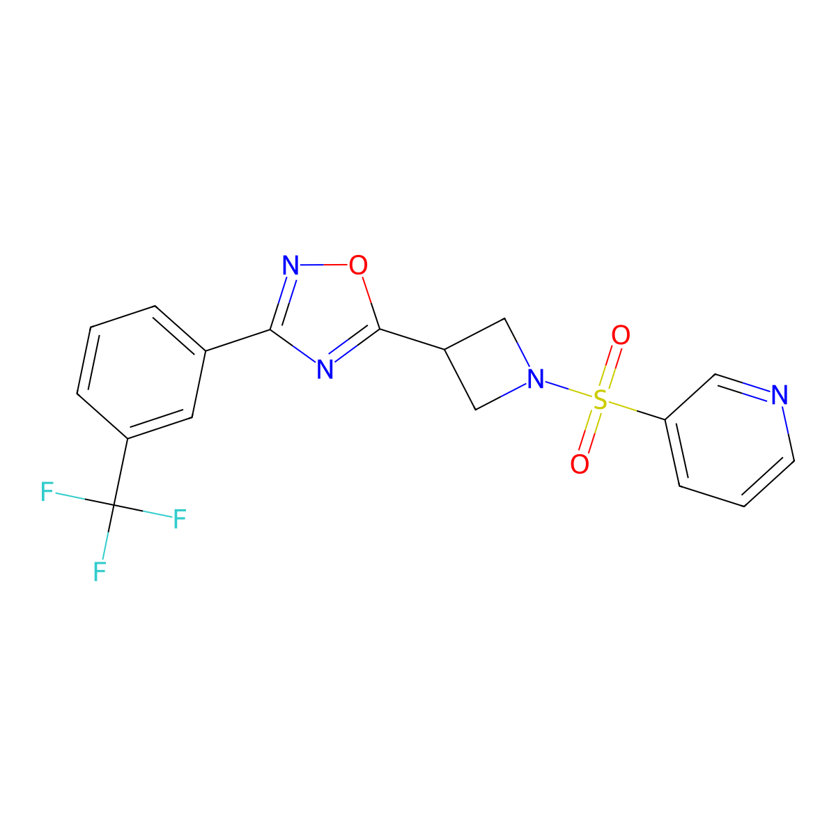 5-(1-(Pyridin-3-ylsulfonyl)azetidin-3-yl)-3-(3-(trifluoromethyl)phenyl)-1,2,4-oxadiazole molecular structure, CAS 1396852-32-6