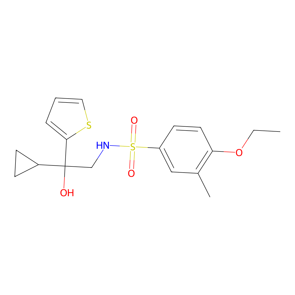 N-(2-cyclopropyl-2-hydroxy-2-(thiophen-2-yl)ethyl)-4-ethoxy-3-methylbenzenesulfonamide molecular structure, CAS 1396852-35-9
