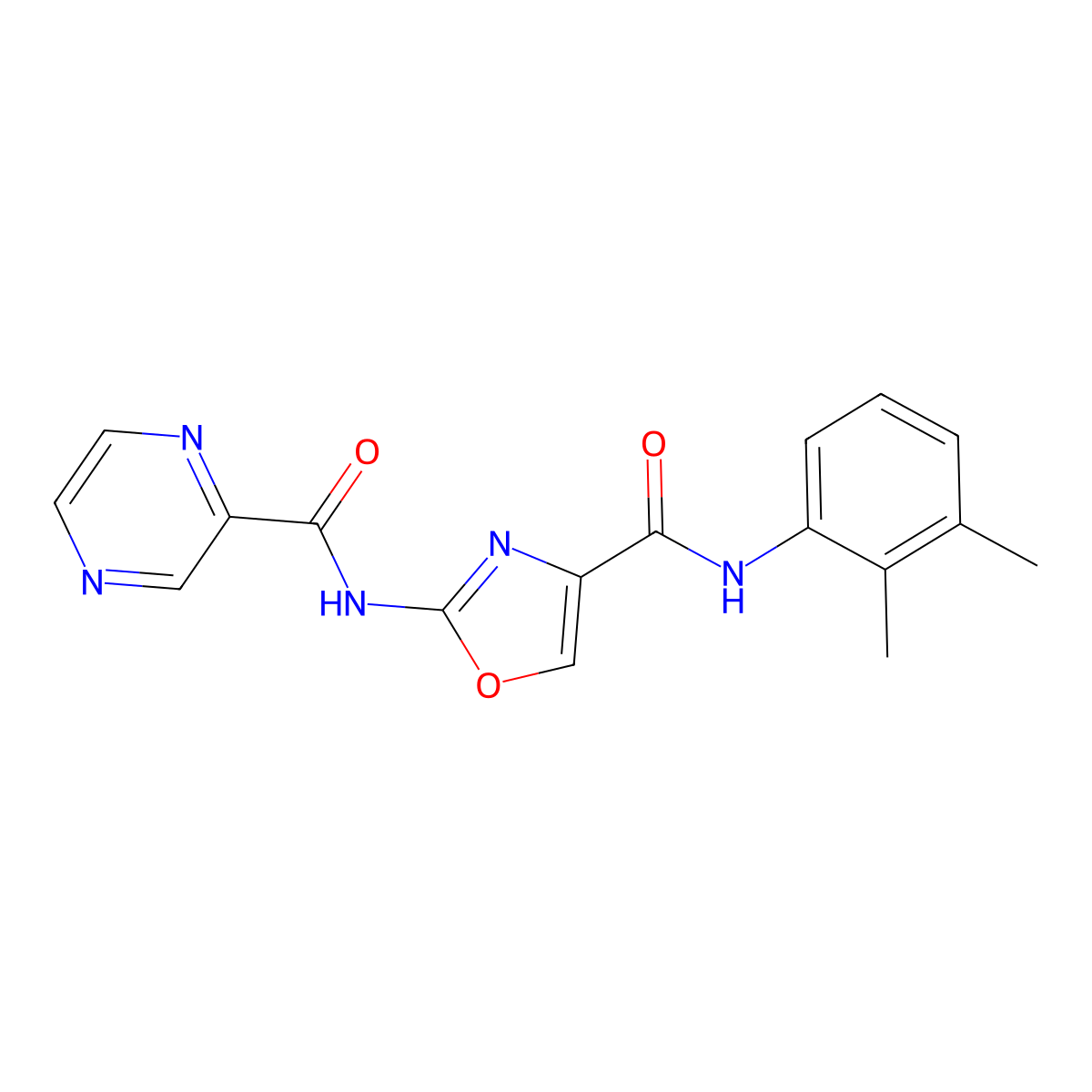 N-(2,3-dimethylphenyl)-2-(pyrazine-2-carboxamido)oxazole-4-carboxamide molecular structure, CAS 1396852-37-1