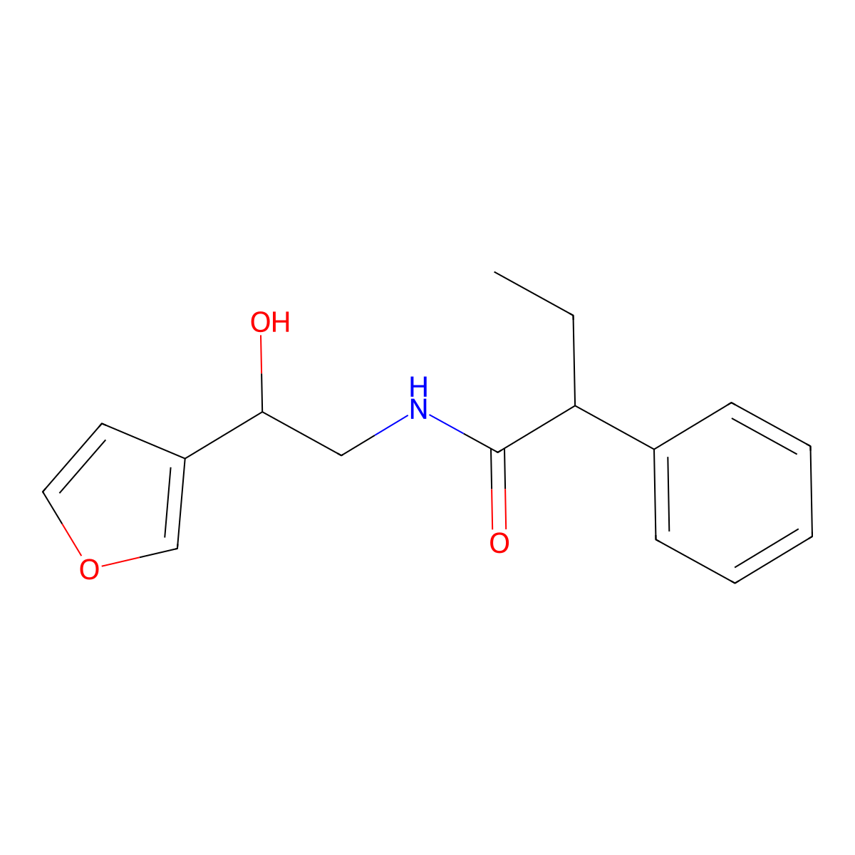 N-[2-(furan-3-yl)-2-hydroxyethyl]-2-phenylbutanamide molecular structure, CAS 1396852-38-2