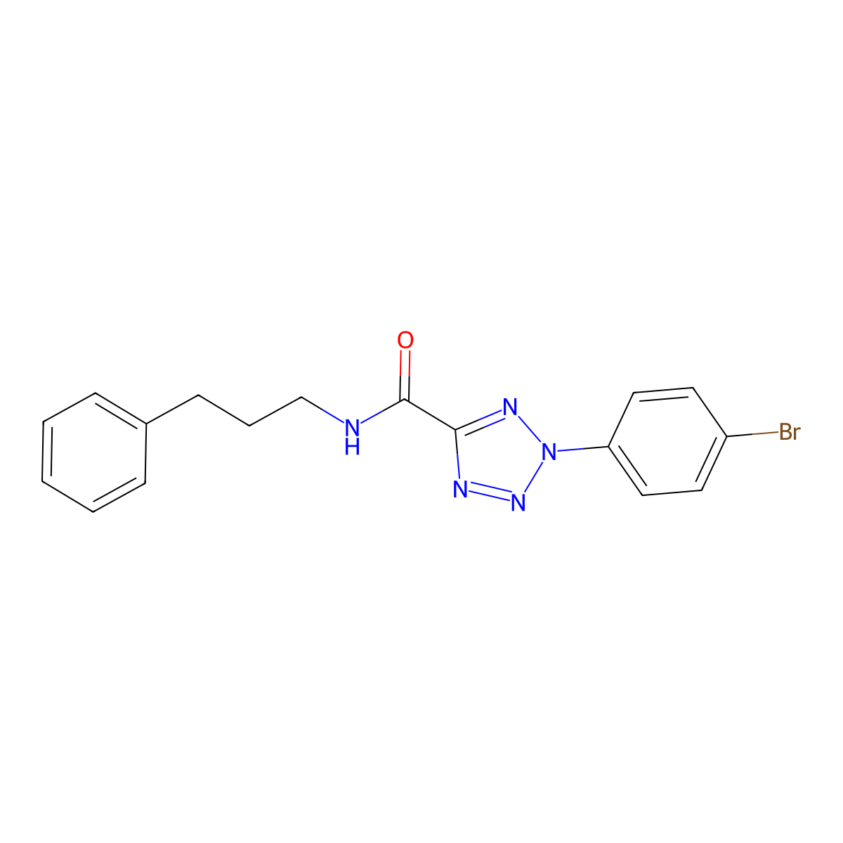 2-(4-bromophenyl)-N-(3-phenylpropyl)-2H-tetrazole-5-carboxamide molecular structure, CAS 1396852-41-7