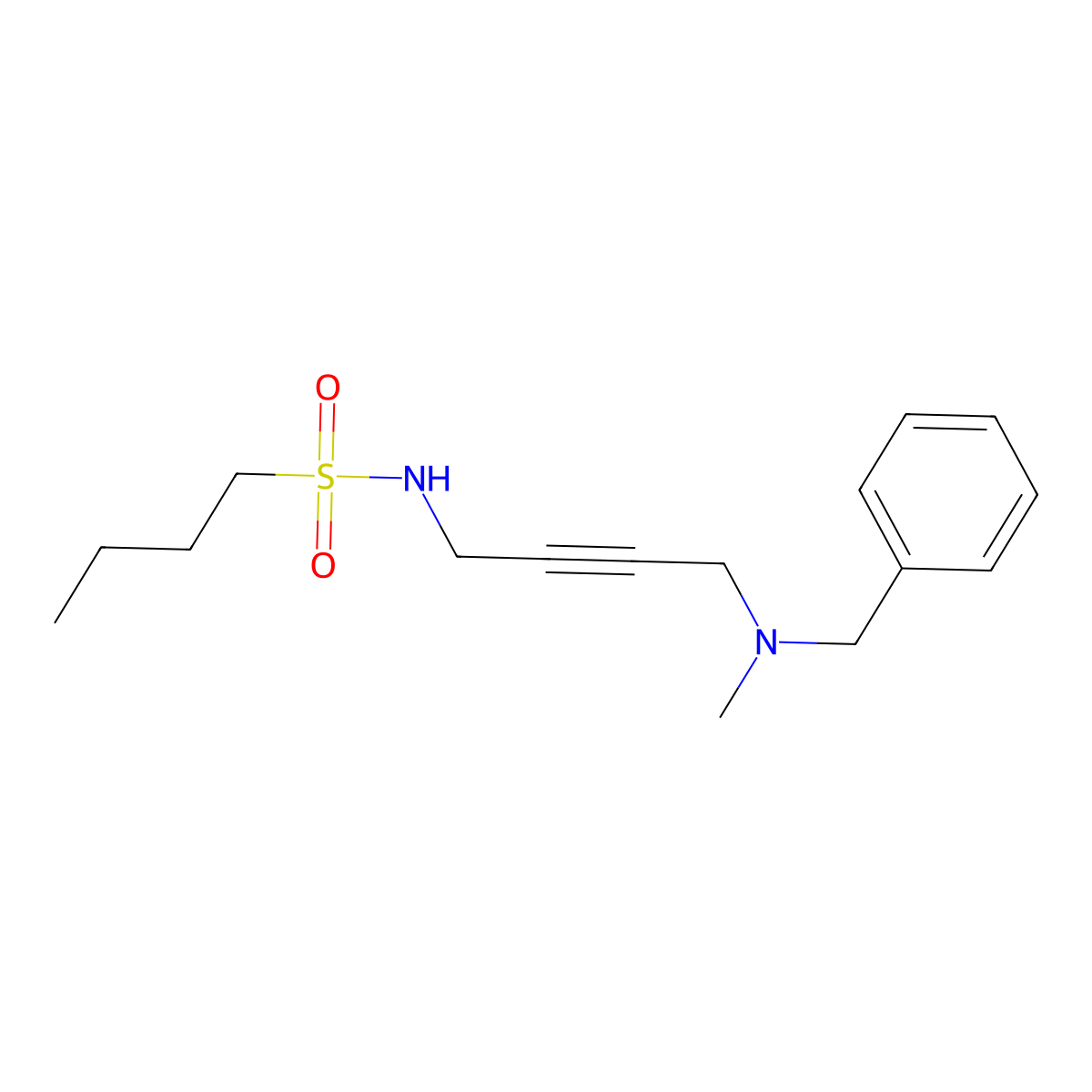 N-(4-(benzyl(methyl)amino)but-2-yn-1-yl)butane-1-sulfonamide molecular structure, CAS 1396852-44-0