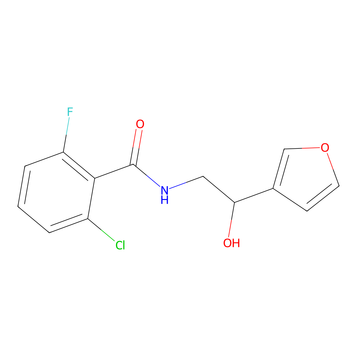2-chloro-6-fluoro-N-[2-(furan-3-yl)-2-hydroxyethyl]benzamide molecular structure, CAS 1396852-47-3
