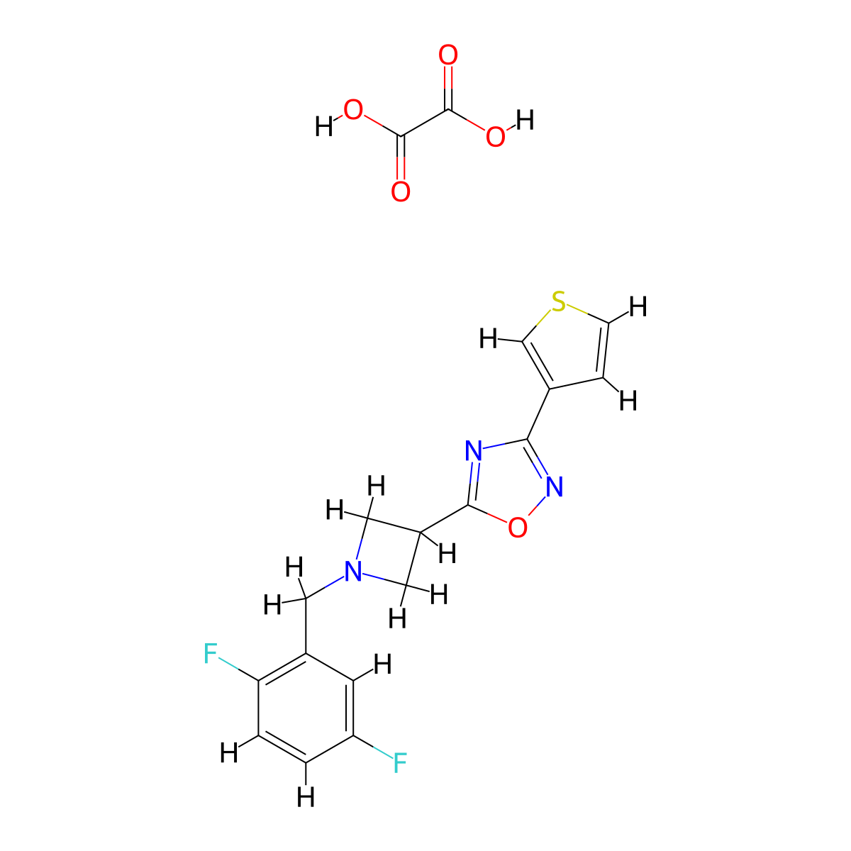 5-(1-(2,5-Difluorobenzyl)azetidin-3-yl)-3-(thiophen-3-yl)-1,2,4-oxadiazole oxalate molecular structure, CAS 1396852-49-5
