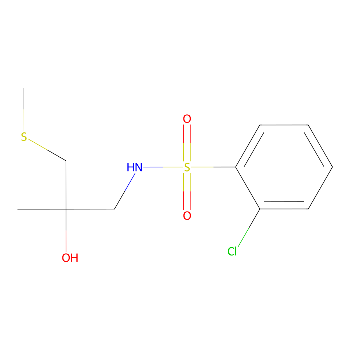 2-chloro-N-(2-hydroxy-2-methyl-3-(methylthio)propyl)benzenesulfonamide molecular structure, CAS 1396852-52-0