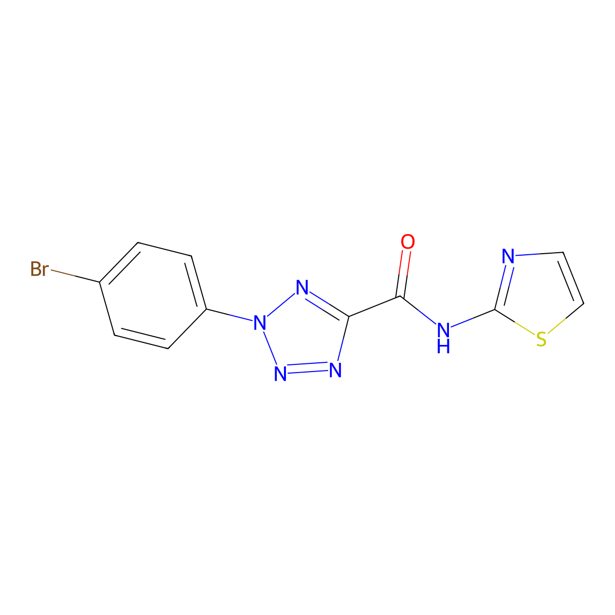 2-(4-bromophenyl)-N-(thiazol-2-yl)-2H-tetrazole-5-carboxamide molecular structure, CAS 1396852-54-2