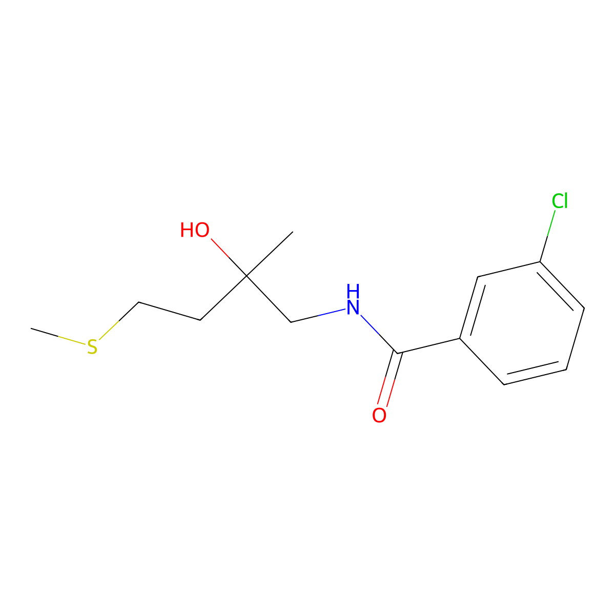 3-chloro-N-[2-hydroxy-2-methyl-4-(methylsulfanyl)butyl]benzamide molecular structure, CAS 1396852-60-0