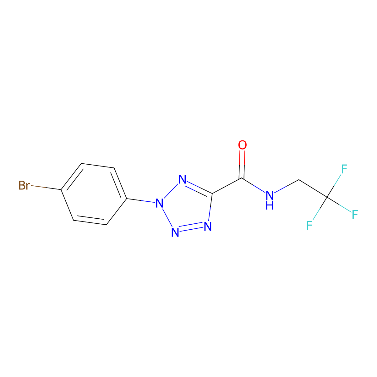 2-(4-bromophenyl)-N-(2,2,2-trifluoroethyl)-2H-tetrazole-5-carboxamide molecular structure, CAS 1396852-62-2