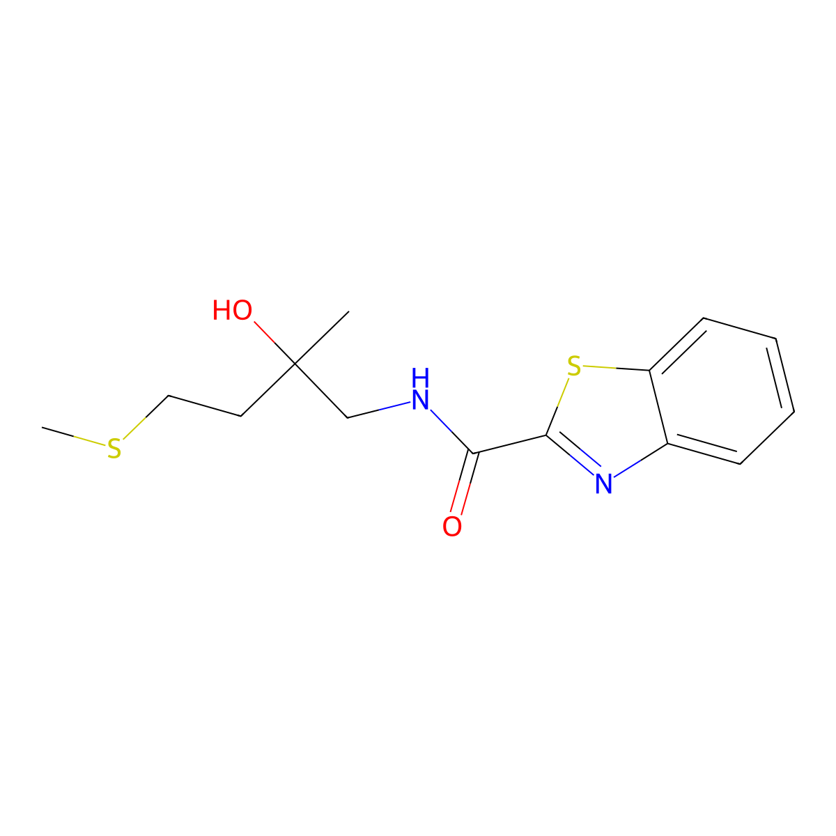 N-(2-hydroxy-2-methyl-4-(methylthio)butyl)benzo[d]thiazole-2-carboxamide molecular structure, CAS 1396852-70-2