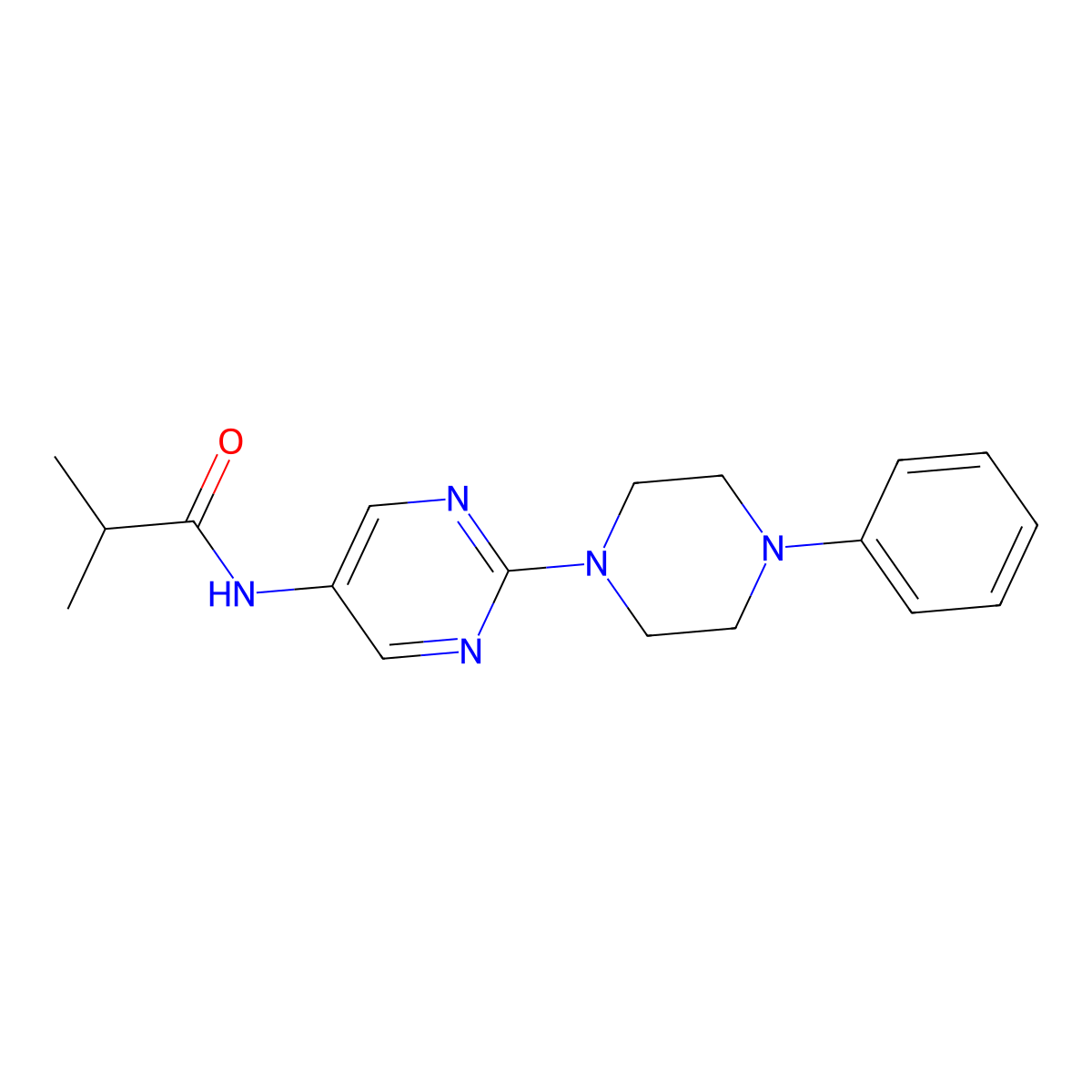N-(2-(4-phenylpiperazin-1-yl)pyrimidin-5-yl)isobutyramide molecular structure, CAS 1396852-74-6