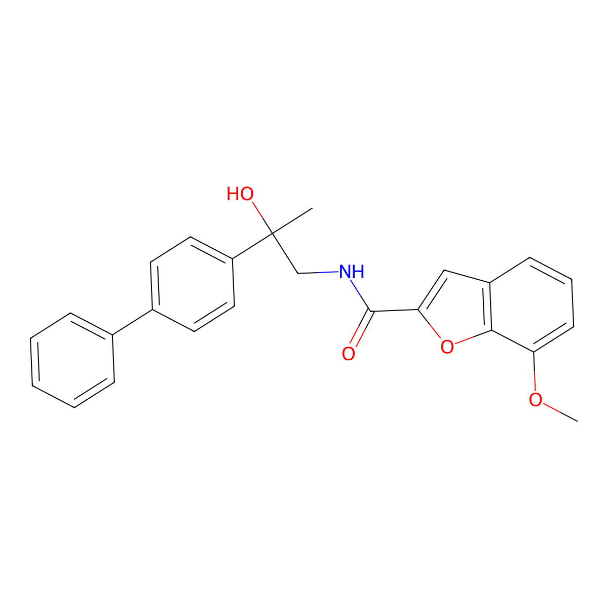N-(2-([1,1'-biphenyl]-4-yl)-2-hydroxypropyl)-7-methoxybenzofuran-2-carboxamide molecular structure, CAS 1396852-82-6