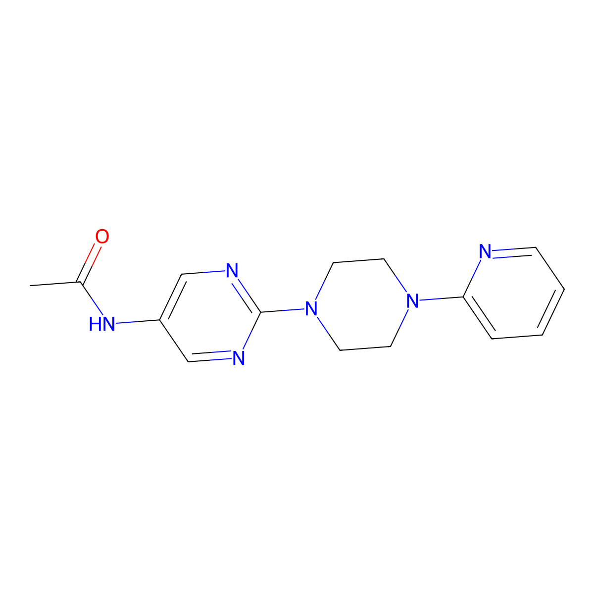 N-(2-(4-(pyridin-2-yl)piperazin-1-yl)pyrimidin-5-yl)acetamide molecular structure, CAS 1396852-83-7