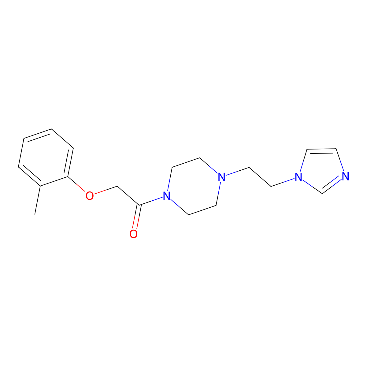 1-(4-(2-(1H-imidazol-1-yl)ethyl)piperazin-1-yl)-2-(o-tolyloxy)ethanone molecular structure, CAS 1396852-84-8
