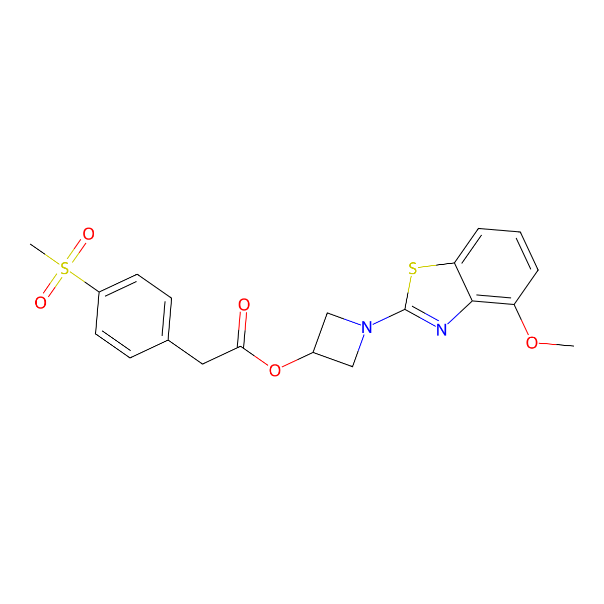 1-(4-Methoxybenzo[d]thiazol-2-yl)azetidin-3-yl 2-(4-(methylsulfonyl)phenyl)acetate molecular structure, CAS 1396852-87-1