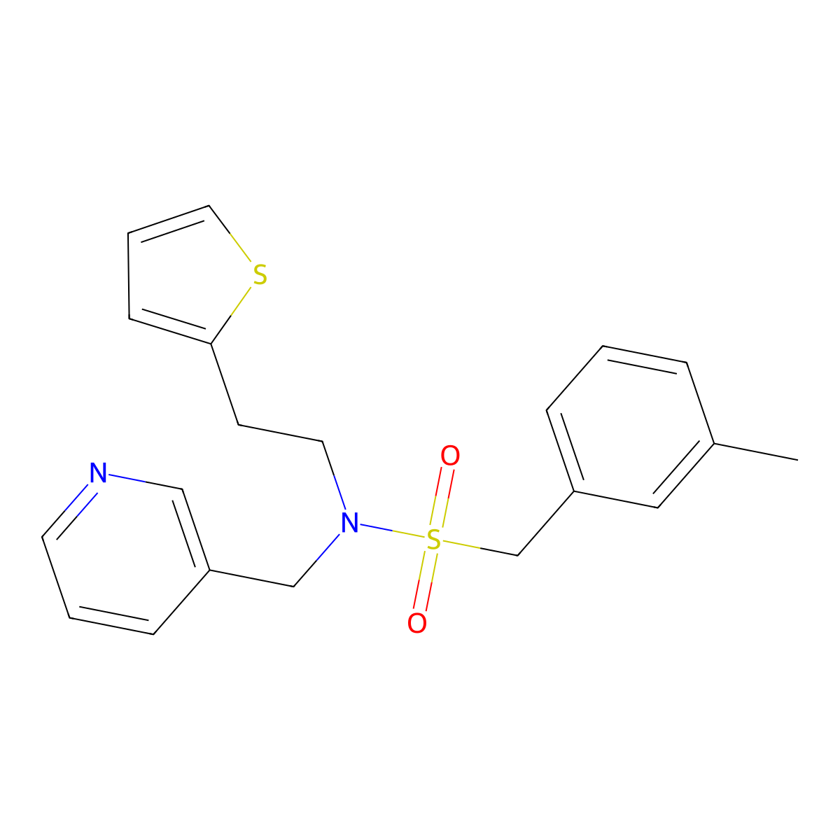 N-(pyridin-3-ylmethyl)-N-(2-(thiophen-2-yl)ethyl)-1-(m-tolyl)methanesulfonamide molecular structure, CAS 1396852-98-4