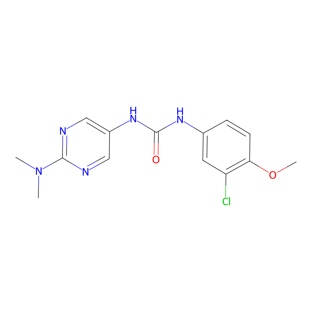 1-(3-Chloro-4-methoxyphenyl)-3-[2-(dimethylamino)pyrimidin-5-yl]urea molecular structure, CAS 1396853-01-2