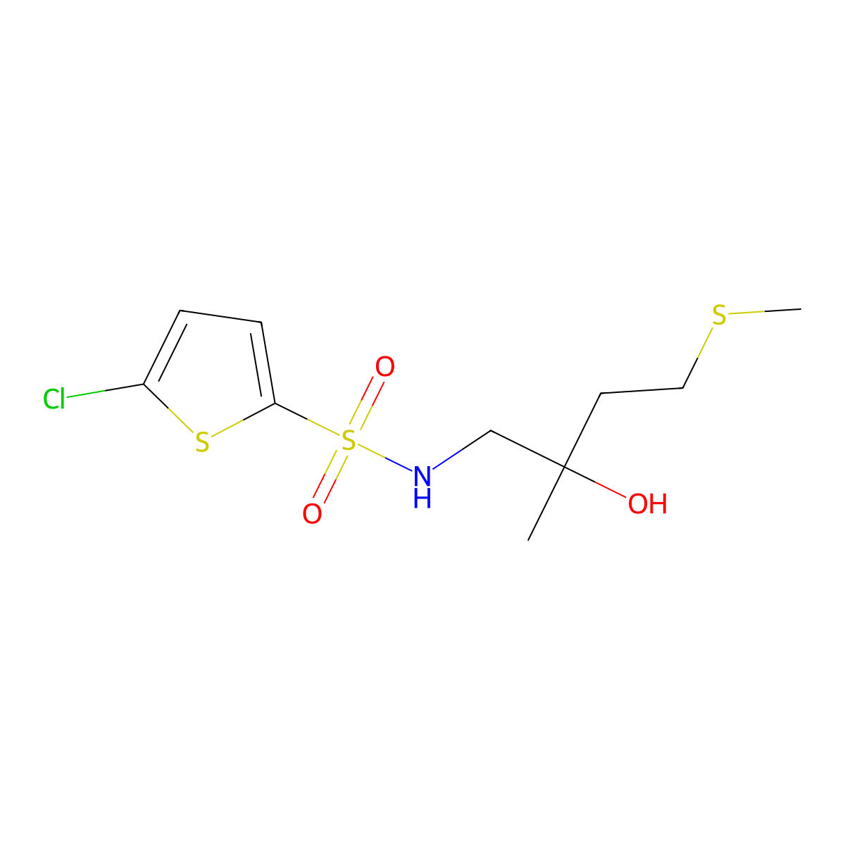 5-chloro-N-(2-hydroxy-2-methyl-4-(methylthio)butyl)thiophene-2-sulfonamide molecular structure, CAS 1396853-05-6