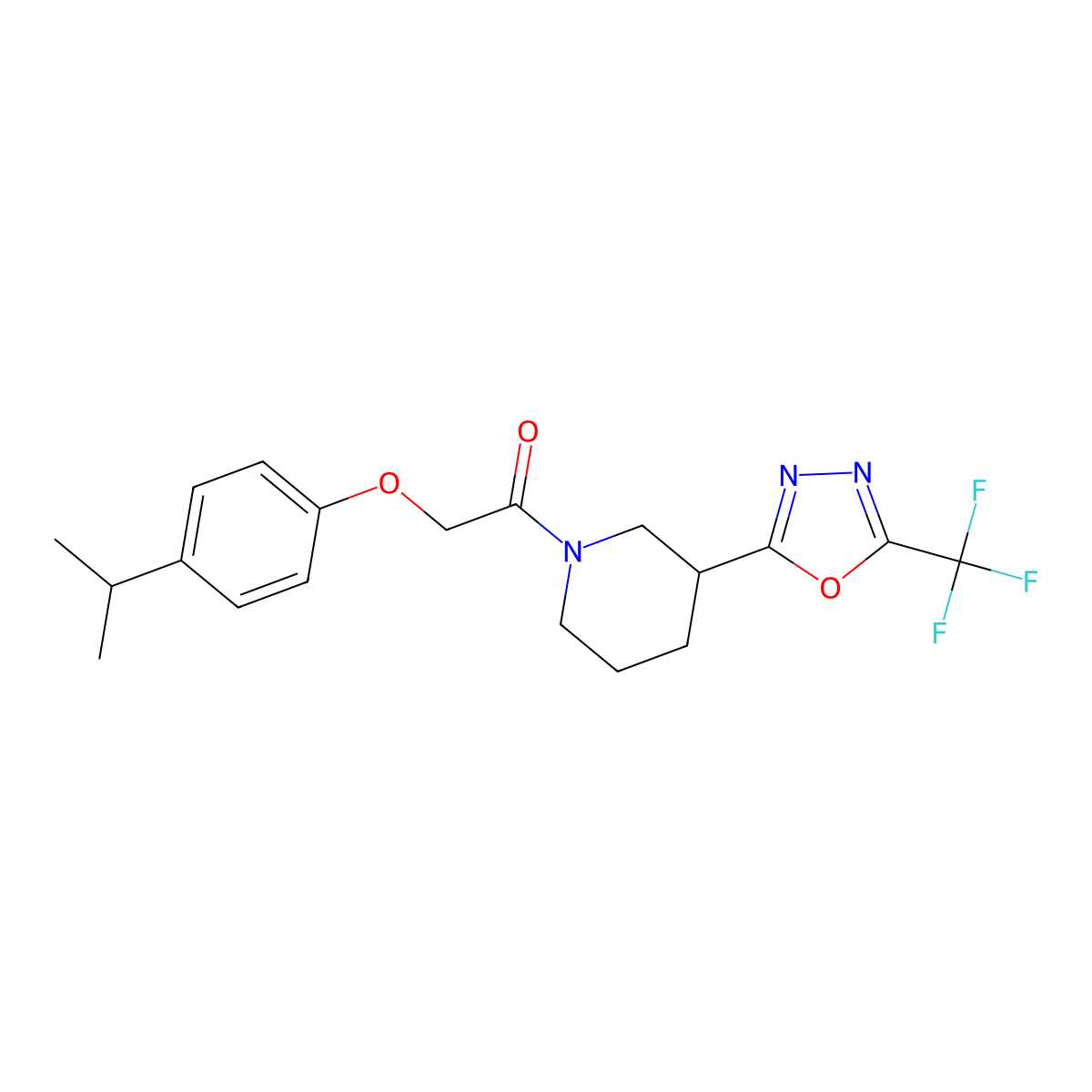 2-(4-Isopropylphenoxy)-1-(3-(5-(trifluoromethyl)-1,3,4-oxadiazol-2-yl)piperidin-1-yl)ethanone molecular structure, CAS 1396853-07-8