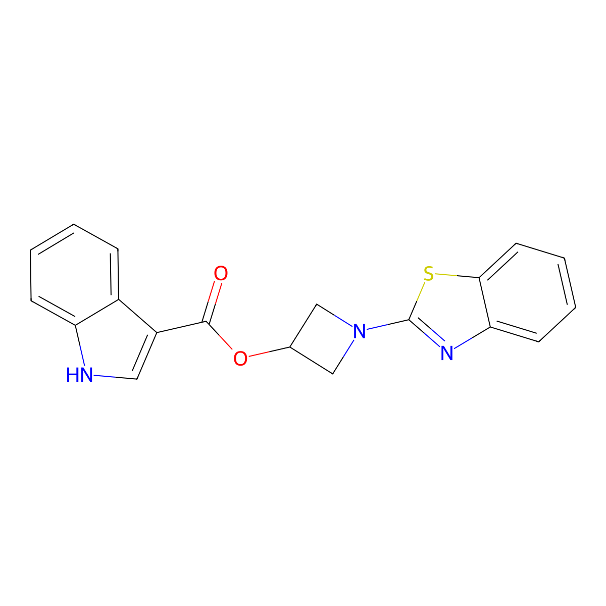 1-(benzo[d]thiazol-2-yl)azetidin-3-yl 1H-indole-3-carboxylate molecular structure, CAS 1396853-08-9
