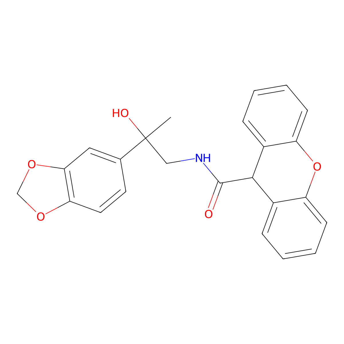 N-(2-(benzo[d][1,3]dioxol-5-yl)-2-hydroxypropyl)-9H-xanthene-9-carboxamide molecular structure, CAS 1396853-10-3