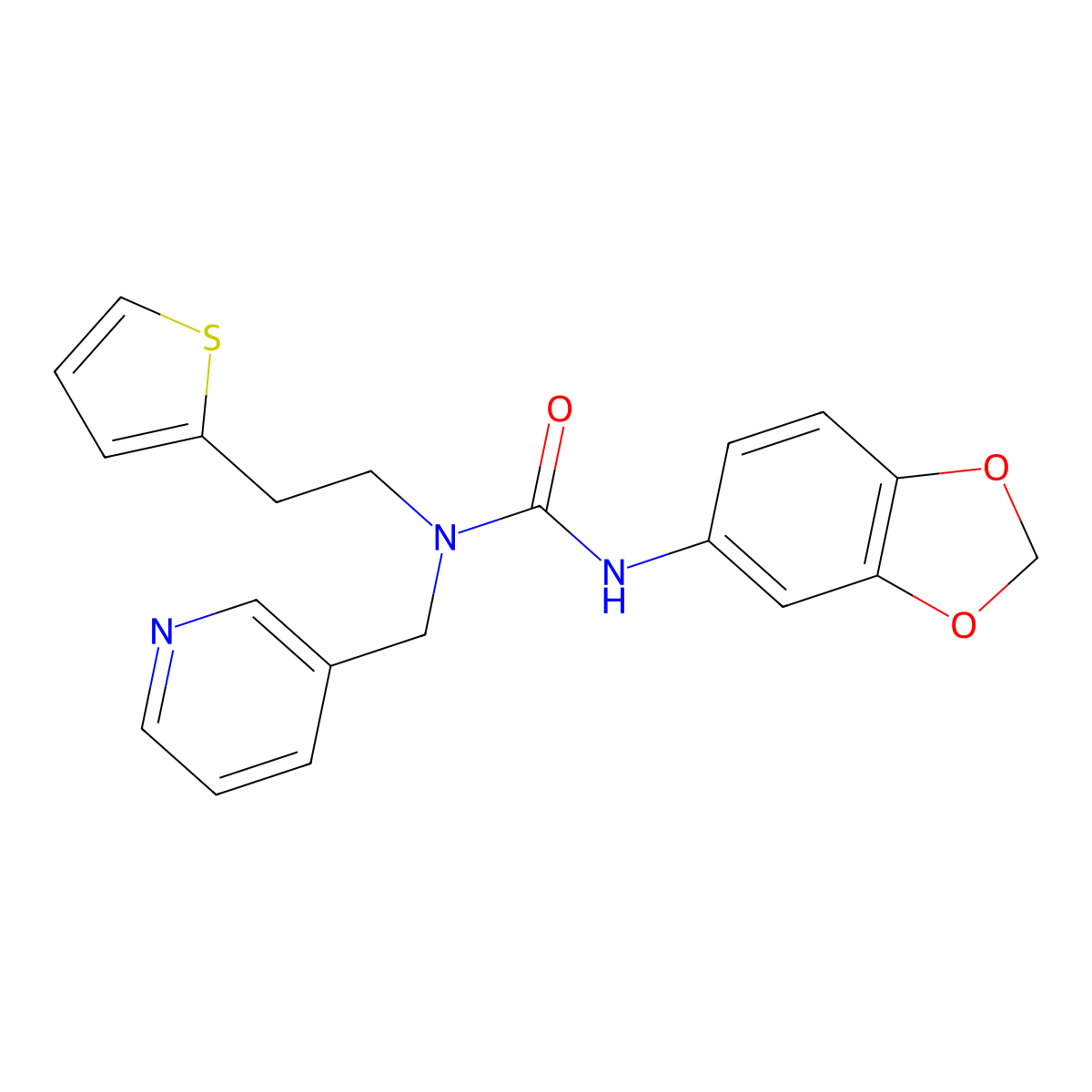 3-(Benzo[d][1,3]dioxol-5-yl)-1-(pyridin-3-ylmethyl)-1-(2-(thiophen-2-yl)ethyl)urea molecular structure, CAS 1396853-12-5