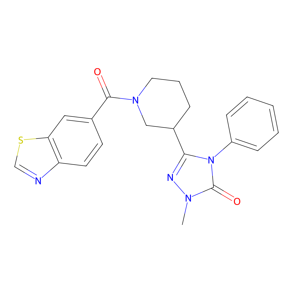 3-(1-(benzo[d]thiazole-6-carbonyl)piperidin-3-yl)-1-methyl-4-phenyl-1H-1,2,4-triazol-5(4H)-one molecular structure, CAS 1396853-13-6