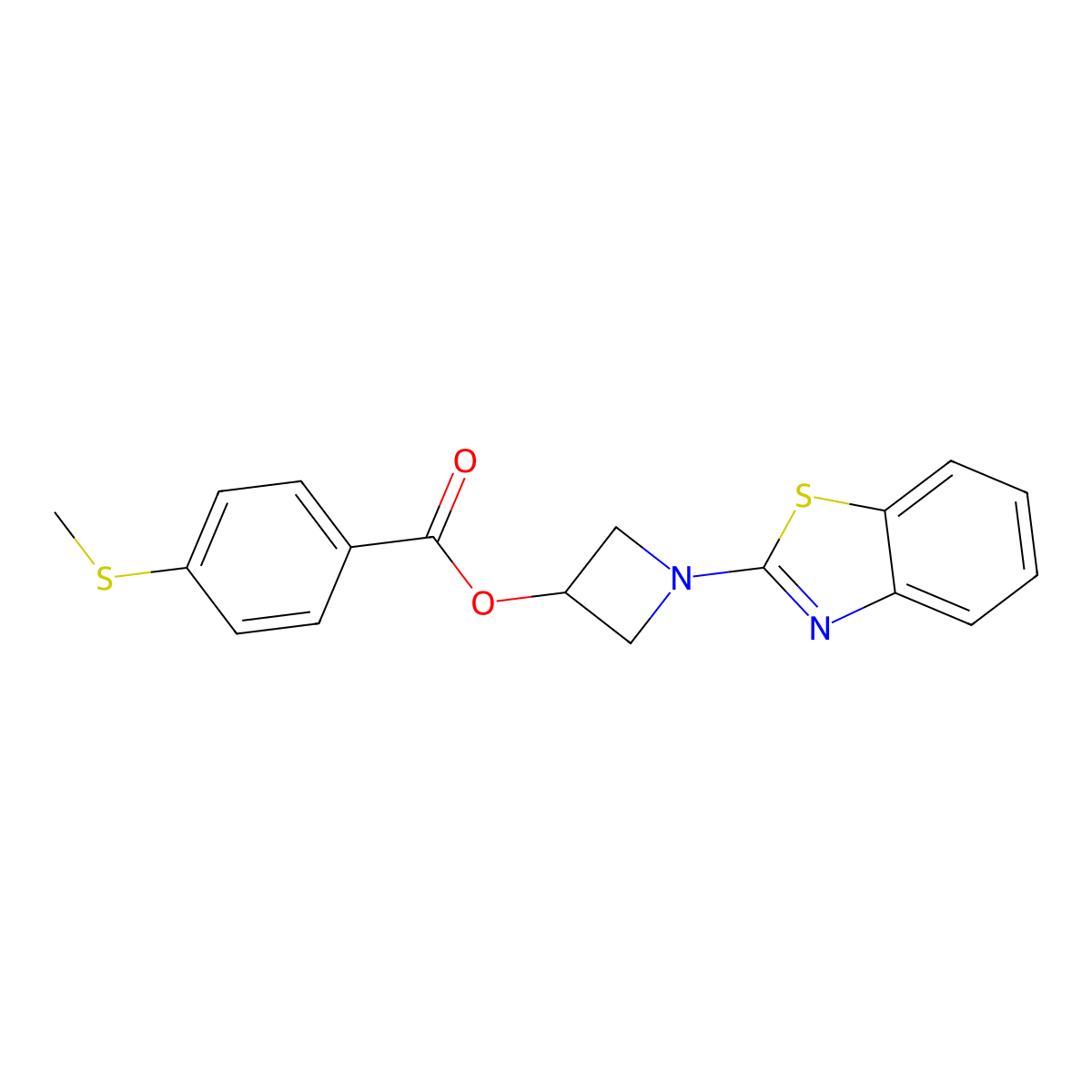 1-(Benzo[d]thiazol-2-yl)azetidin-3-yl 4-(methylthio)benzoate molecular structure, CAS 1396853-16-9