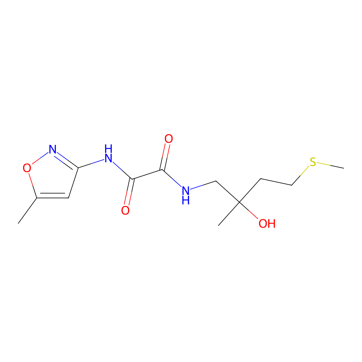 N1-(2-hydroxy-2-methyl-4-(methylthio)butyl)-N2-(5-methylisoxazol-3-yl)oxalamide molecular structure, CAS 1396853-22-7