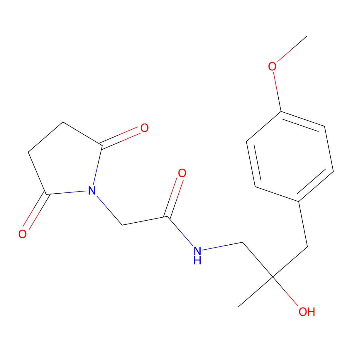 2-(2,5-dioxopyrrolidin-1-yl)-N-[2-hydroxy-3-(4-methoxyphenyl)-2-methylpropyl]acetamide molecular structure, CAS 1396853-26-1