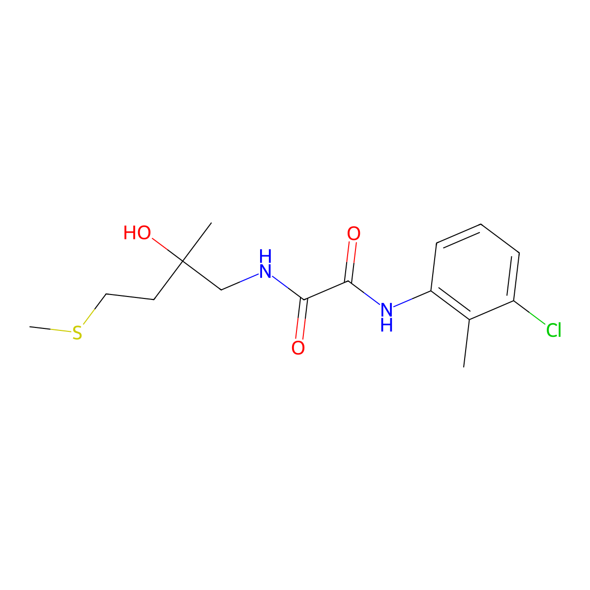 N1-(3-chloro-2-methylphenyl)-N2-(2-hydroxy-2-methyl-4-(methylthio)butyl)oxalamide molecular structure, CAS 1396853-29-4