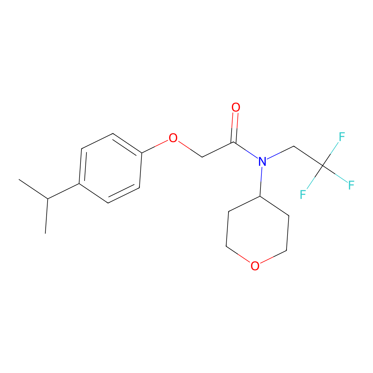 2-(4-isopropylphenoxy)-N-(tetrahydro-2H-pyran-4-yl)-N-(2,2,2-trifluoroethyl)acetamide molecular structure, CAS 1396853-32-9