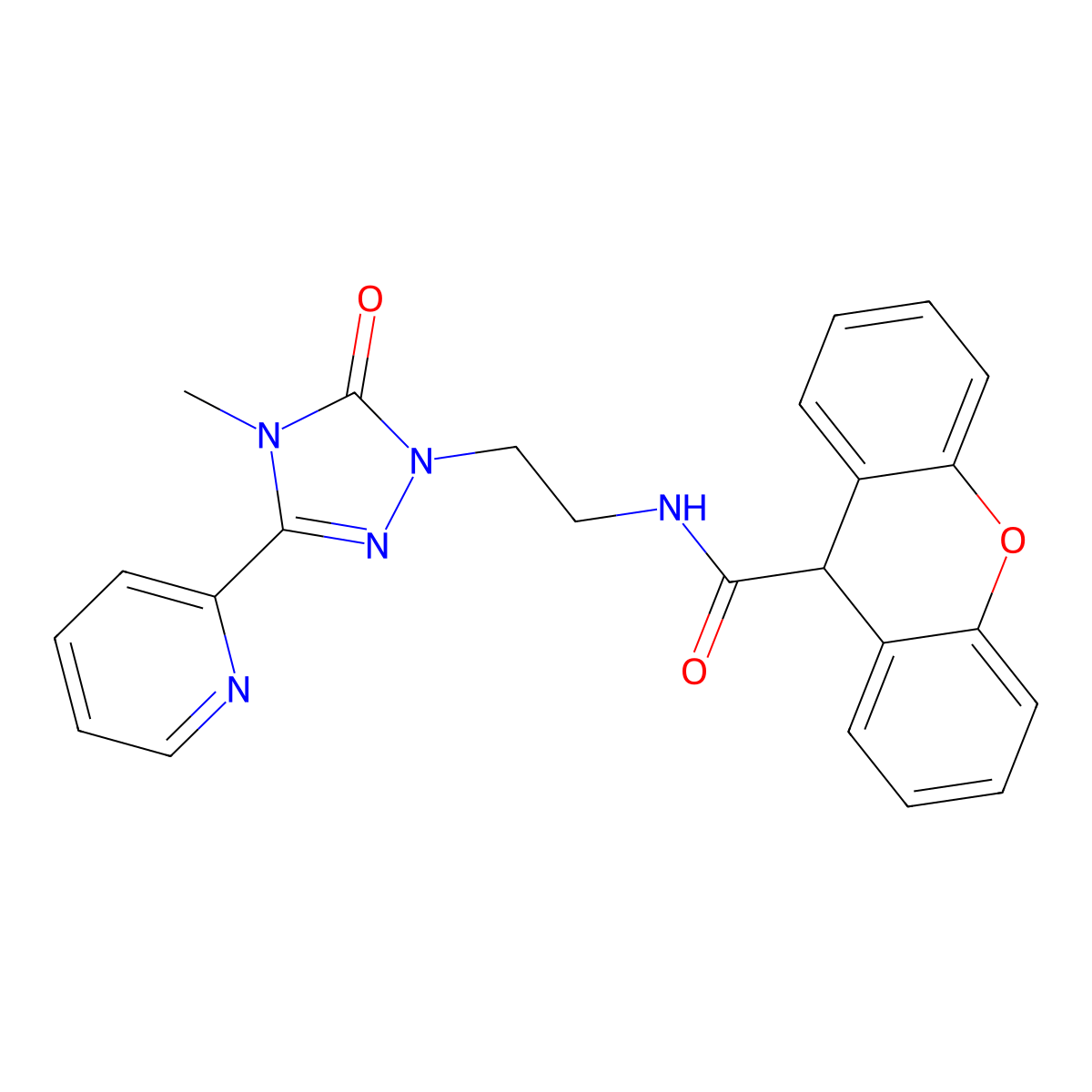 N-(2-(4-methyl-5-oxo-3-(pyridin-2-yl)-4,5-dihydro-1H-1,2,4-triazol-1-yl)ethyl)-9H-xanthene-9-carboxamide molecular structure, CAS 1396853-35-2