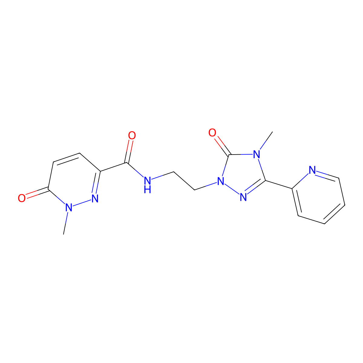 1-methyl-N-{2-[4-methyl-5-oxo-3-(pyridin-2-yl)-4,5-dihydro-1H-1,2,4-triazol-1-yl]ethyl}-6-oxo-1,6-dihydropyridazine-3-carboxamide molecular structure, CAS 1396853-37-4