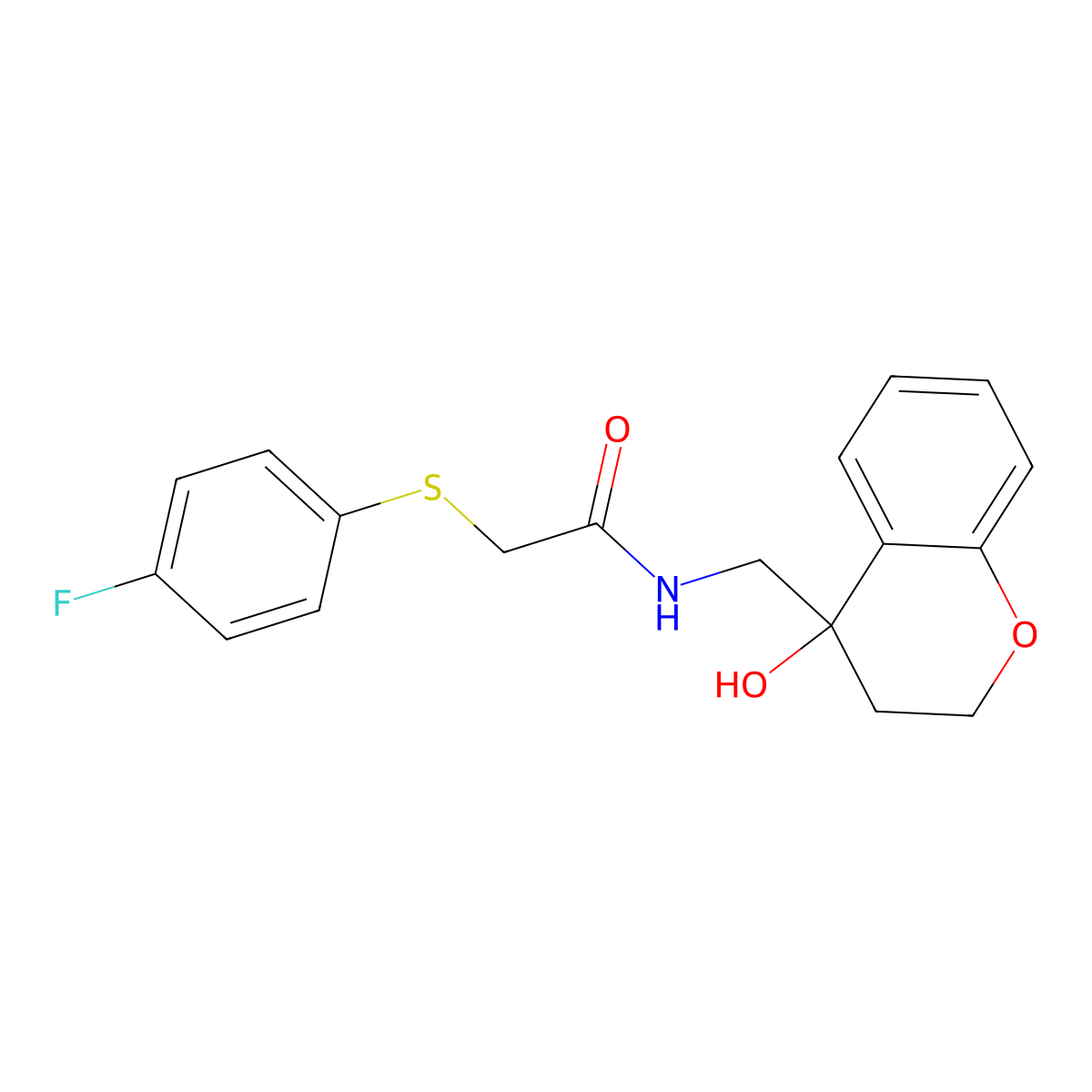 2-((4-fluorophenyl)thio)-N-((4-hydroxychroman-4-yl)methyl)acetamide molecular structure, CAS 1396853-38-5