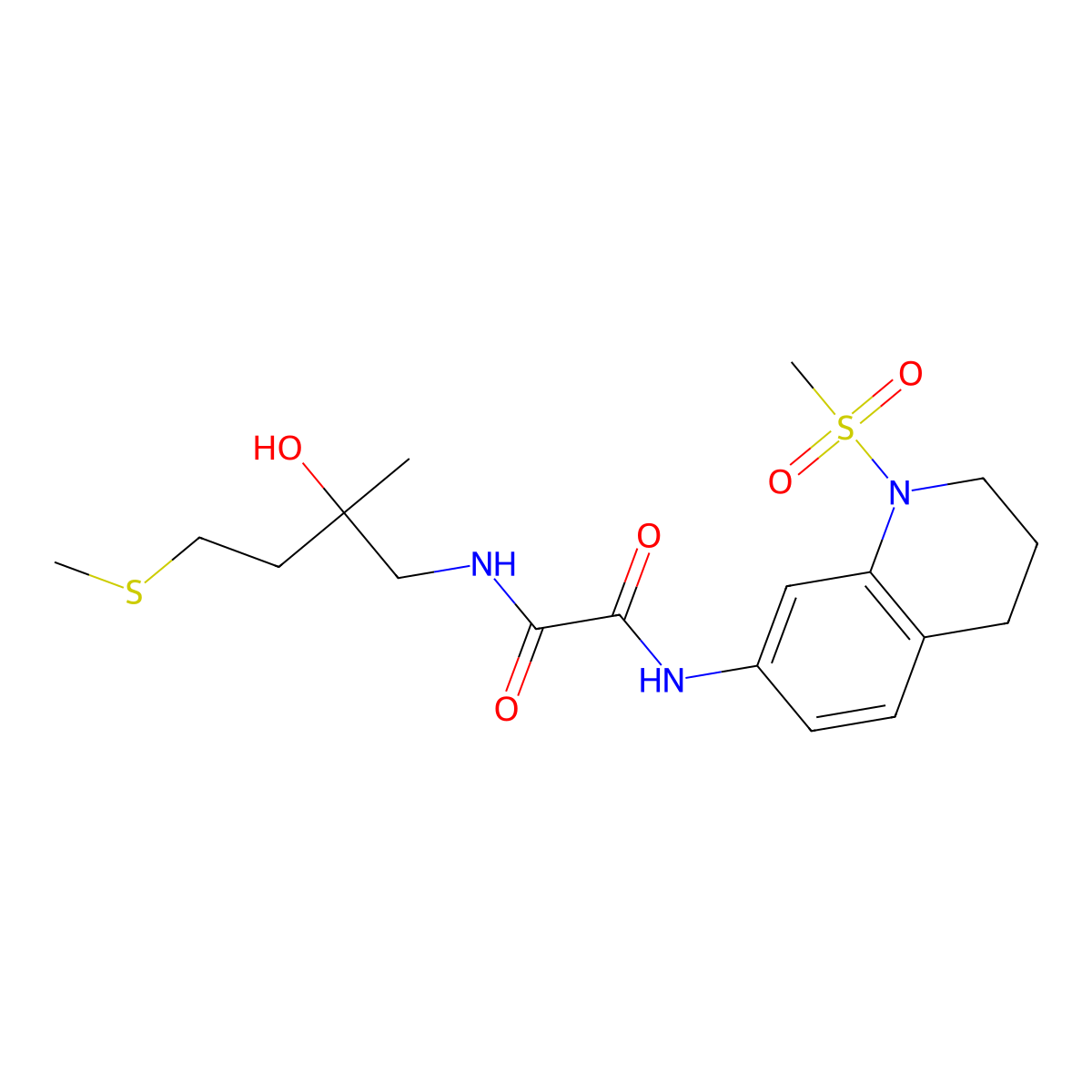 N1-(2-hydroxy-2-methyl-4-(methylthio)butyl)-N2-(1-(methylsulfonyl)-1,2,3,4-tetrahydroquinolin-7-yl)oxalamide molecular structure, CAS 1396853-39-6