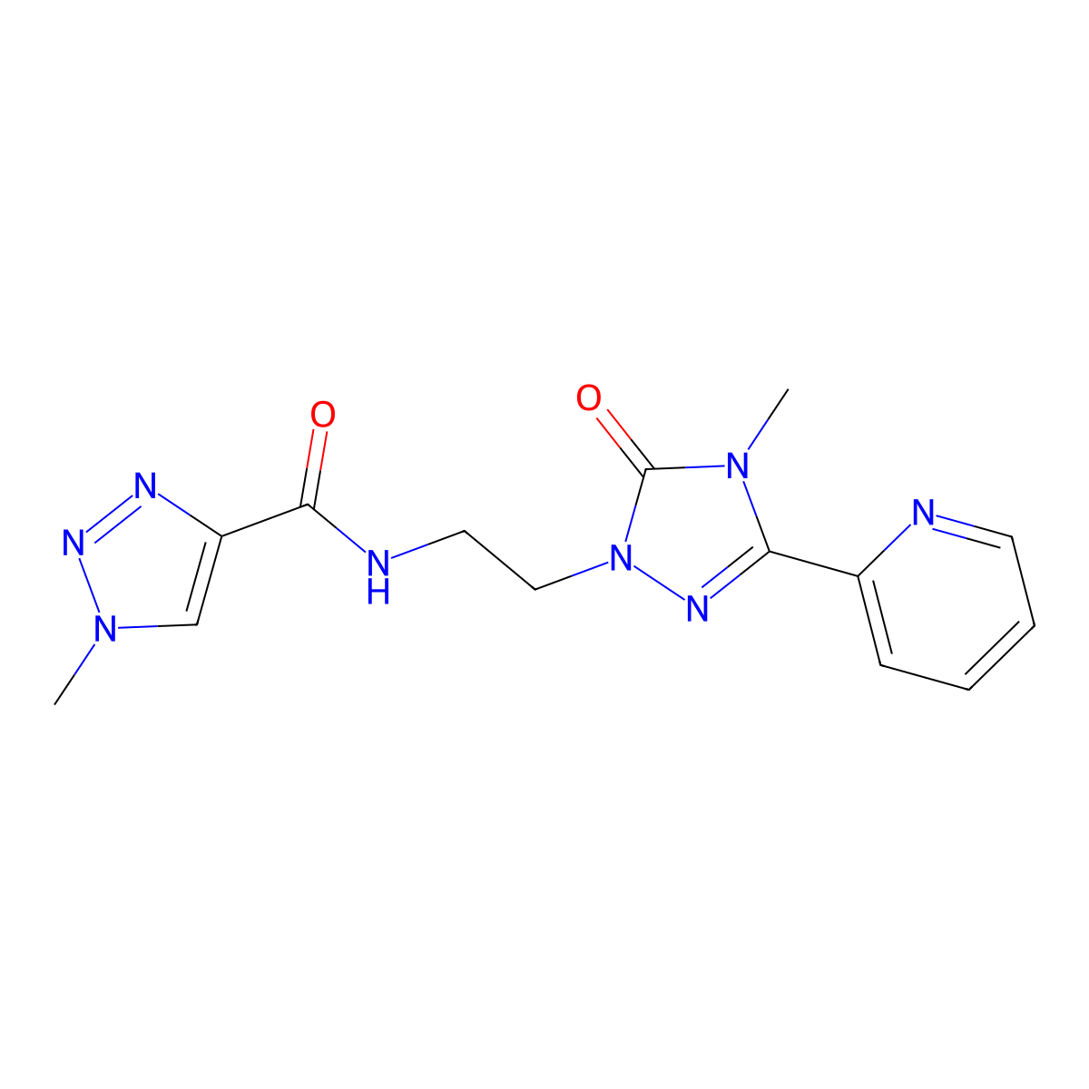1-methyl-N-{2-[4-methyl-5-oxo-3-(pyridin-2-yl)-4,5-dihydro-1H-1,2,4-triazol-1-yl]ethyl}-1H-1,2,3-triazole-4-carboxamide molecular structure, CAS 1396853-42-1