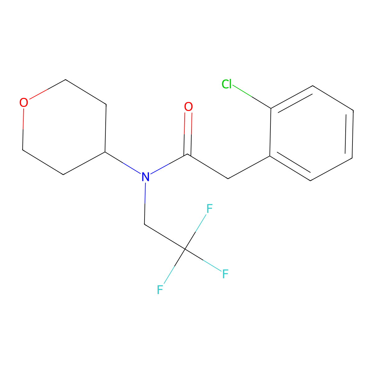 2-(2-Chlorophenyl)-N-(oxan-4-yl)-N-(2,2,2-trifluoroethyl)acetamide molecular structure, CAS 1396853-43-2